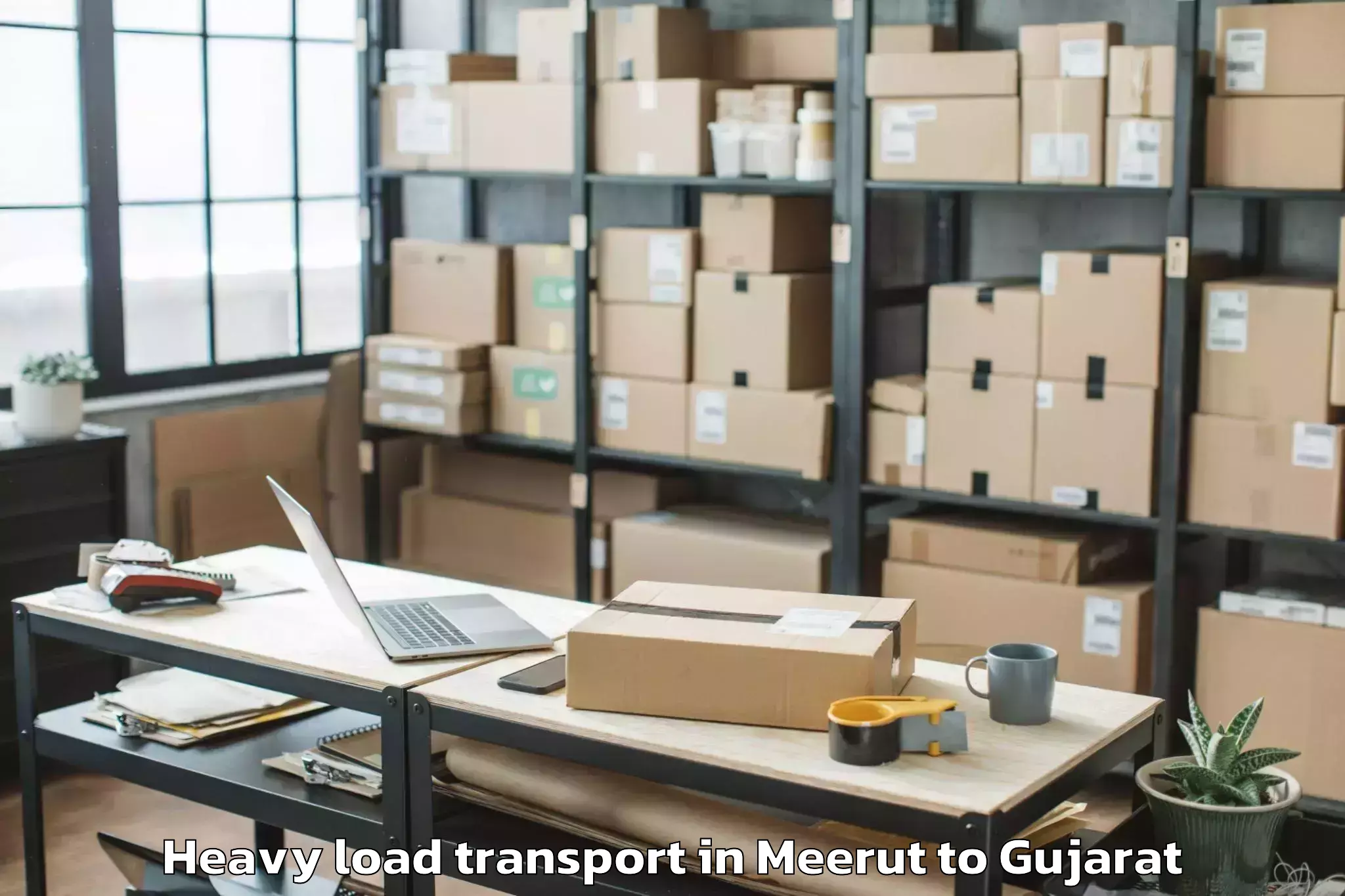 Book Meerut to Delvada Heavy Load Transport